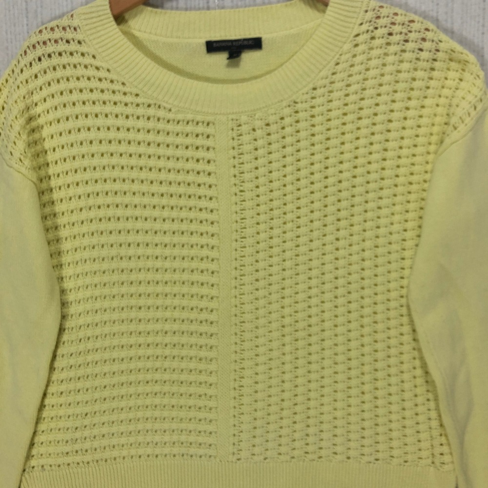 Banana Republic Women Sweater‎ Yellow Crew Neck Knit Pullover Size M